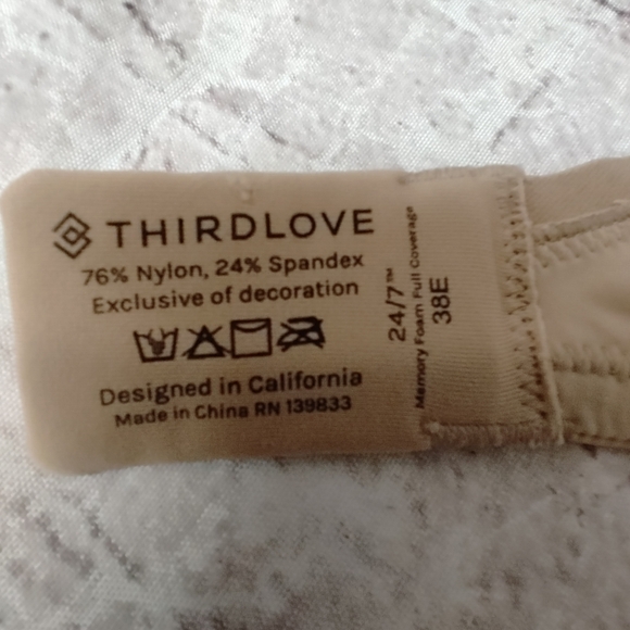 Third Love Full Coverage Underwire Memory Foam Nude Bra 38E - Picture 3 of 13